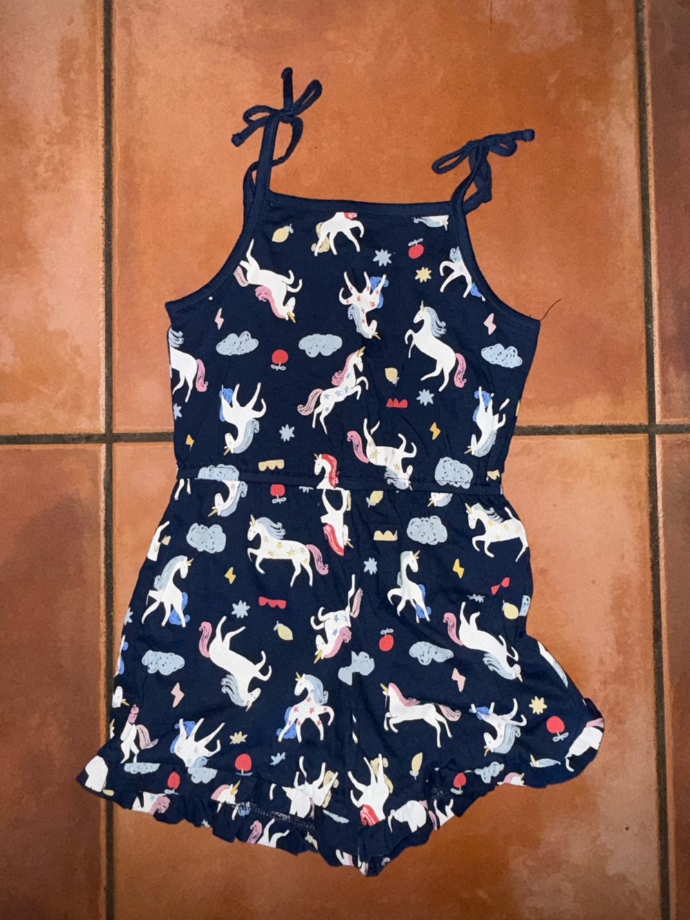 Old Navy Navy Blue Unicorn Print Girls‎ Romper